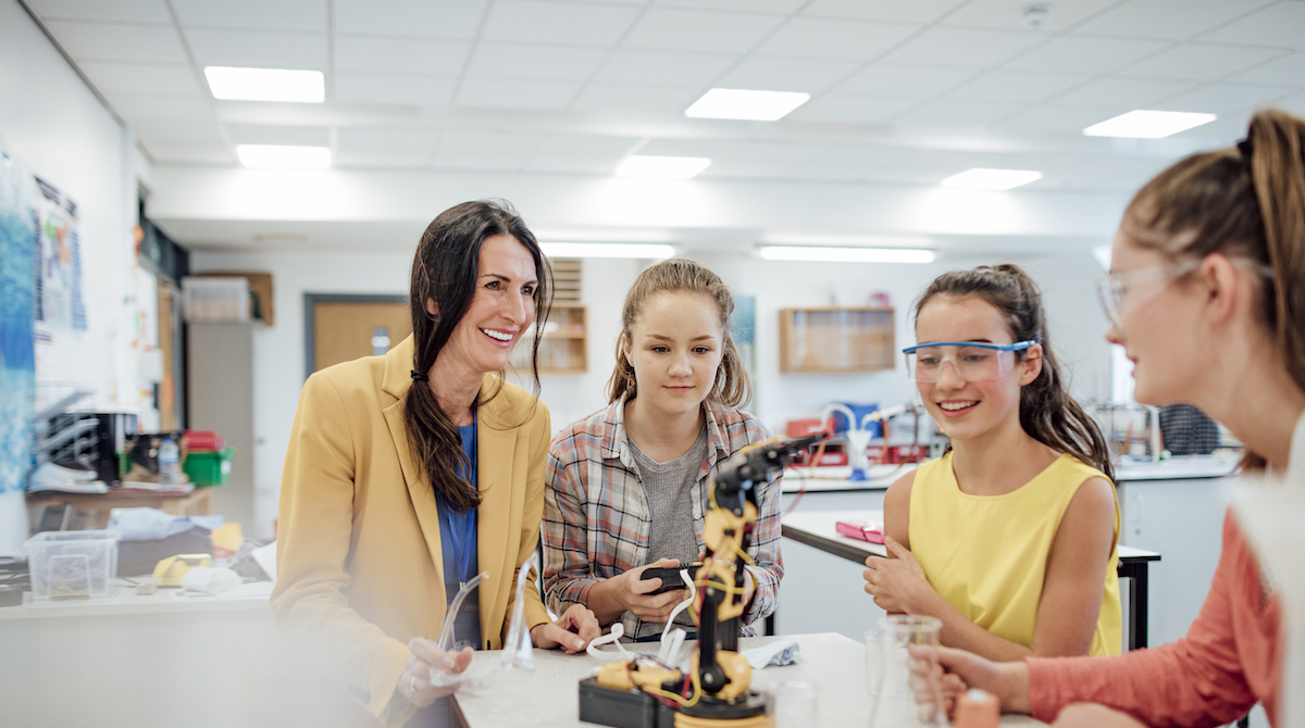 Students doing robotics